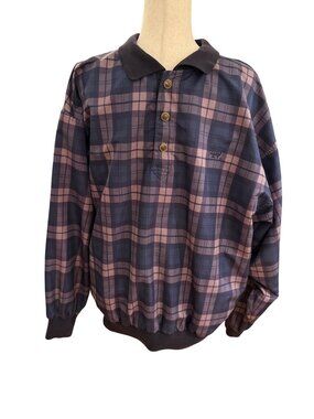 Cutter & Buck Notre Dame Pullover Jacket Mens Medium Plaid Golf Windbreaker Blue